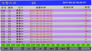彩色無(wú)紙記錄報(bào)警列表畫(huà)面
