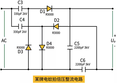 電蚊拍倍壓整流電路 電蚊拍倍壓整流電路