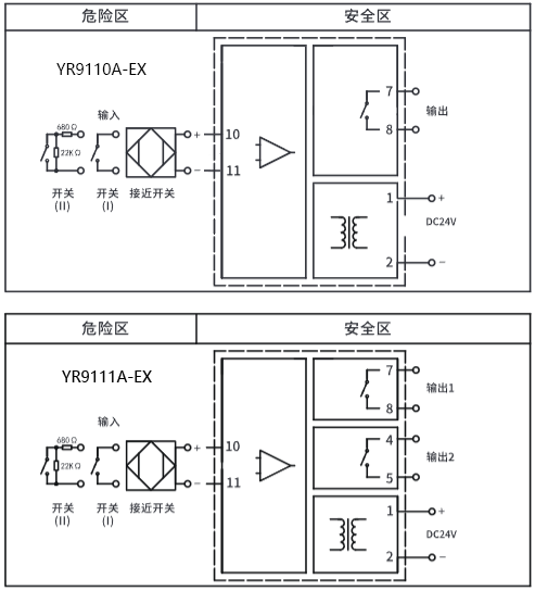 開(kāi)關(guān)量輸入隔離安全柵接線(xiàn)圖